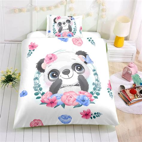 Panda Duvet Cover Flower Panda Bedding Toddler Girl Duvet | Etsy