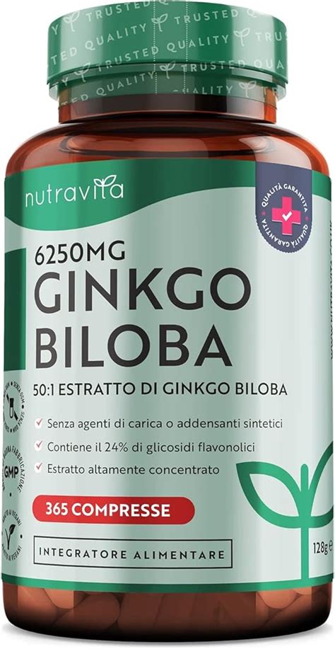 Ginkgo Biloba 6250mg 365 Compresse 1 Anno Estratto Ginkgo Biloba 50 1 Con 24