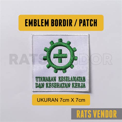 Emblem Bordir Patch Logo K Kotak Utamakan Keselamatan Dan Kesehatan