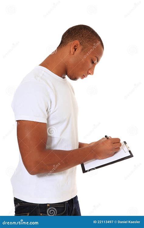 Attractive Man Taking Notes Stock Image Image Of Teenager Sign 22113497