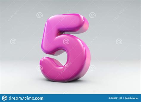 Pink Bubble Gum 3D Render Number Five Stock Illustration - Illustration ...