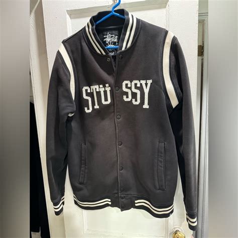 Stüssy Cotton Varsity Jacket Blackwhite Used Gem