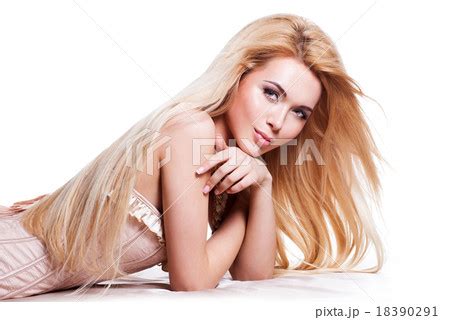 Sexy woman with blonde long hair and の写真素材 18390291 PIXTA
