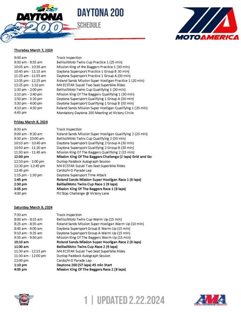 Event Schedules Motoamerica