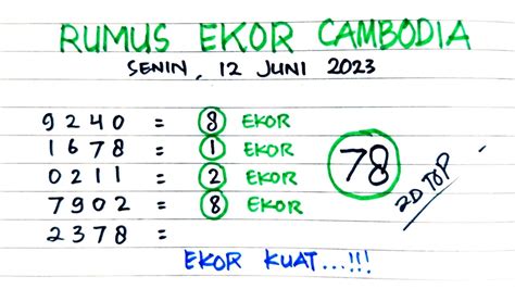 Rumus Ekor Cambodia Hari Ini Prediksi Cambodia Juni Bocoran