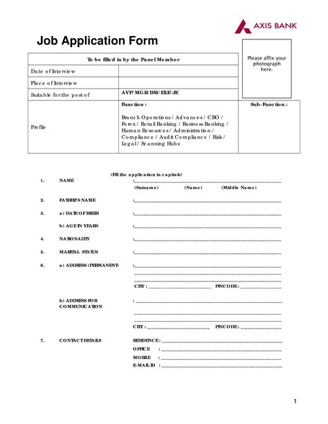 免费 Bank Job Application Form | 样本文件在 allbusinesstemplates.com