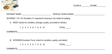 Car Show Judging Checklist Fill Out Printable Pdf Forms Online