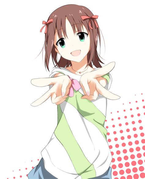 Safebooru 1girl Amami Haruka Brown Hair Green Eyes Hair Ribbon