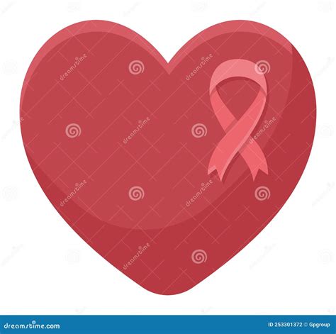 Heart With Breast Cancer Ribbon Stock Vector Illustration Of Beat