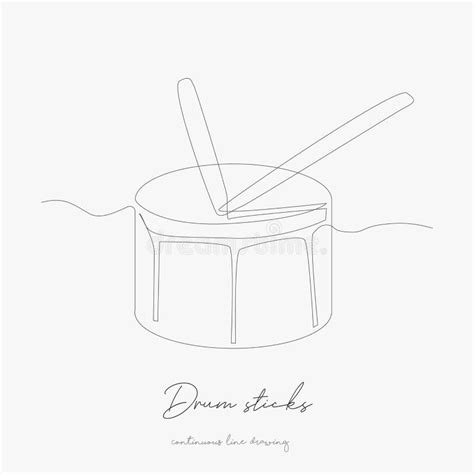 Continuous Line Drawing Drum Sticks Simple Vector Illustration Drum