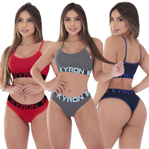 Kit Conjuntos Feminino Kyron Underwear Top E Calcinha Lingerie Shopee Brasil