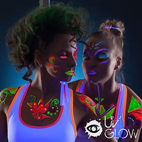 8 x 50ml UV Bodypaint Körpermalfarben Schwarzlicht fluoreszierende