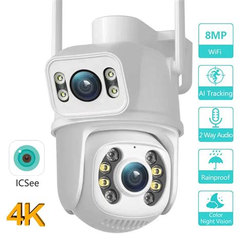 K Mp Mp Dual Lens Ptz Wifi Ip Camera With Dual Screen Ai Auto