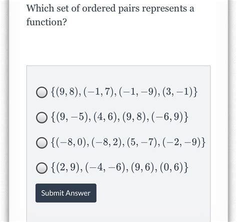 Which Set Of Ordered Pairs Represents A Function