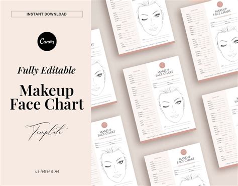 Makeup Artist Face Chart Template Freelance Artist Form Editable