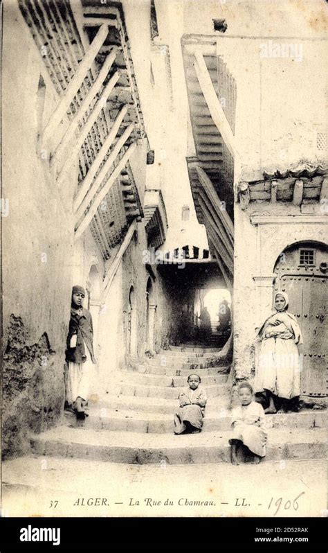 Alger Algerien La Rue Du Chameau Treppe Schmale Gasse Einheimische