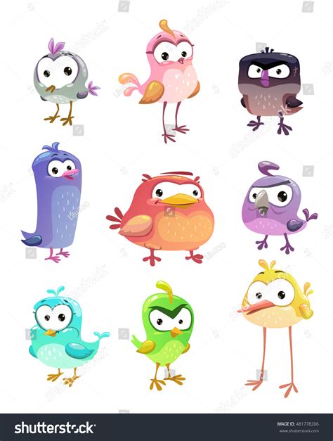 Funny Cartoon Standing Birds Set On Stock Vector (Royalty Free ...