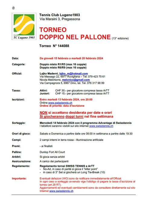 Torneo Di Doppio Misto Nel Pallone Pregassona Tennis Ticinese