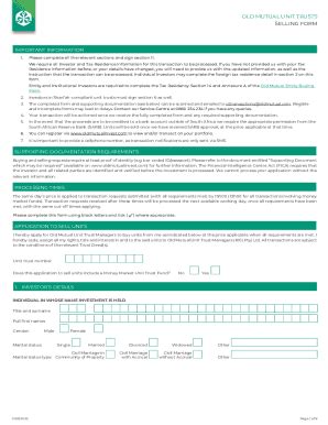 Za Old Mutual Unit Trusts Selling Form Fill Online Printable