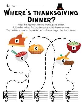 Where S Thanksgiving Dinner Treble Clef Notes By Amber Waldron Studios