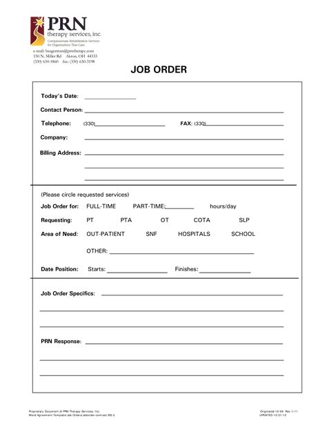 Job Order Form