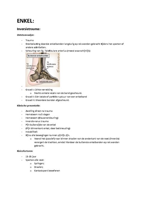 Enkel Knie en Schouderpathologieën pathologie 3 ENKEL