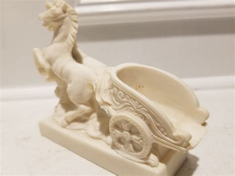 Antique Ivory Stone Roman Chariot Horses Cart Sculpture Etsy