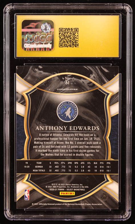 Anthony Edwards 2020 21 Select Blue Retail 61 RC CGC 10 Pristine