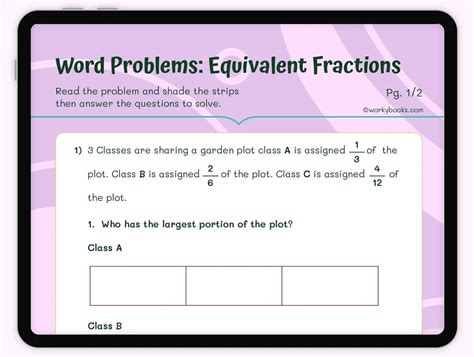 Word Problems Equivalent Fractions Worksheet 5nfa2 Workybooks