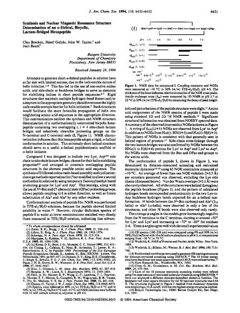 Pdf Synthesis And Nuclear Magnetic Resonance Structure Determination Of An Alpha Helical