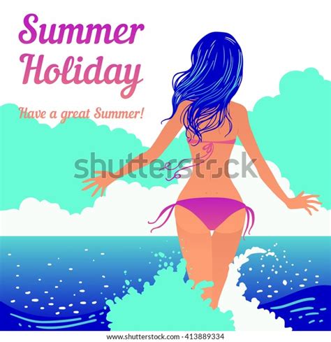 Hot Girl On Beach Vector Illustration Stock Vector Royalty Free 413889334 Shutterstock