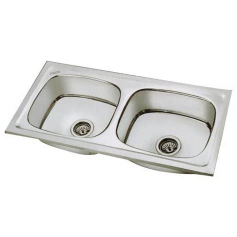 Silver Stainless Steel Double Bowl Kitchen Sinks 37 18 8 Inch At