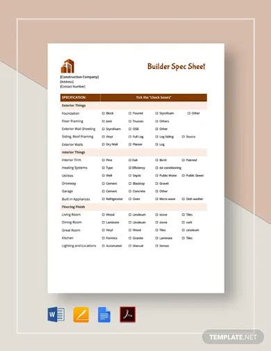 Spec Sheet Examples Format How To Create Pdf