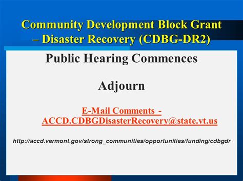 Public Hearing Community Development Block Grant Disaster Recovery