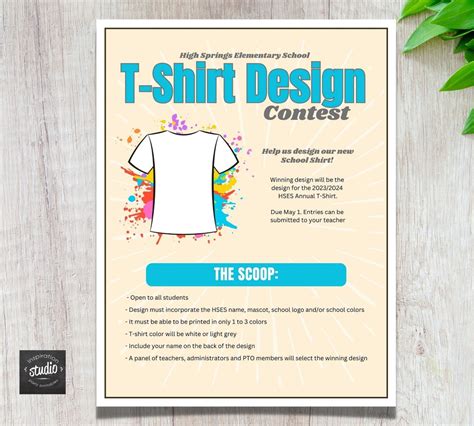 T Shirt Design Contest Flyer Template Great For Schools Etsy