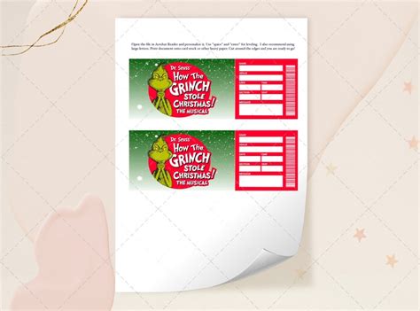 Printable How The Grinch Stole Christmas Ticket Editable Christmas