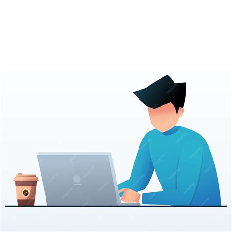 Premium Vector Man Working On Laptop Concept Illustration