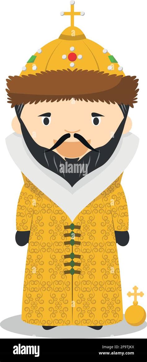 Ivan IV of Russia (The Terrible) cartoon character. Vector Illustration. Kids History Collection ...