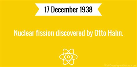 Nuclear fission discovered by Otto Hahn