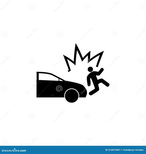 Car Knock Down Pedestrian Flat Vector Icon Stock Vector Illustration