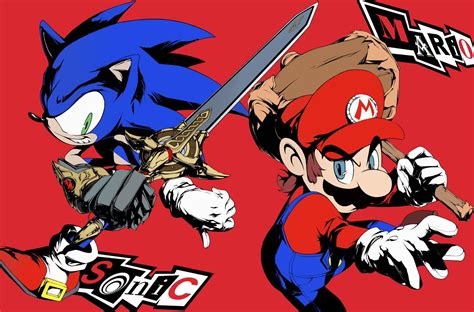 Mario And Sonic In Persona 5s Art Style By Blazykun R