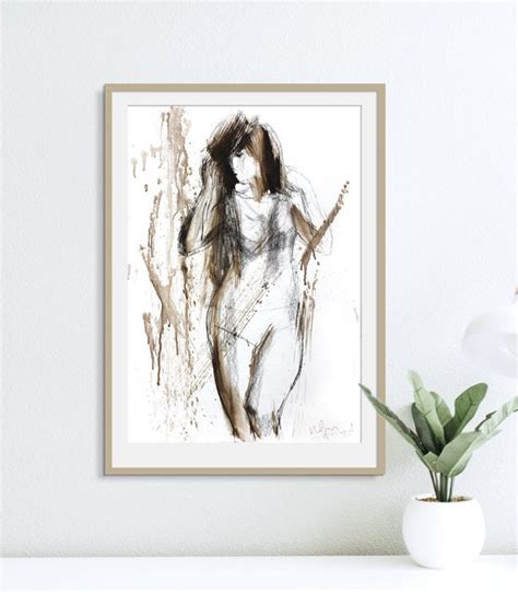 Charcoal Woman Sketch Original Drawing Nude Woman Sketch Etsy