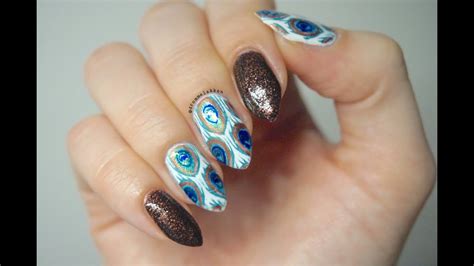 Easy Peacock Feathers Inspired Nailart Tutorial Reversed Stamping