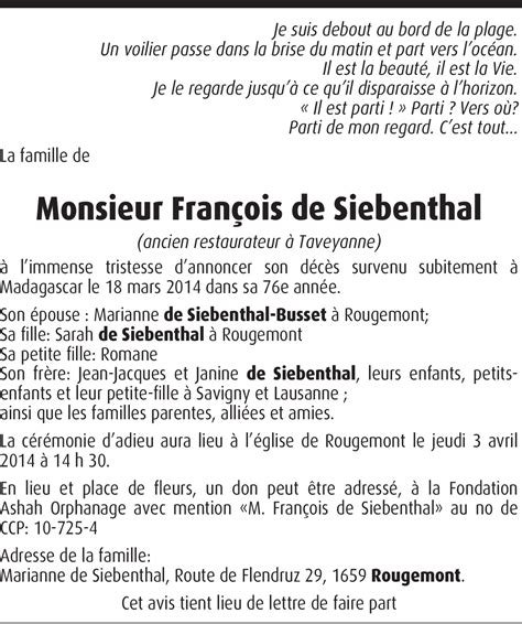 Fran Ois De Siebenthal Hommages