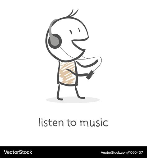 Cartoon man listening to music Royalty Free Vector Image