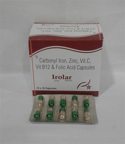 Capsules Of Carbonyl Iron With Vitamin B12 Vitamin C Zinc Folic Acid