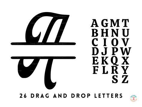 Split Monogram Svg Alphabet Svg 26 Letters Design Space Etsy Australia