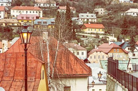 Ancient Houses in the Old Town Banska Stiavnica Stock Image - Image of lamp, roofs: 116513203