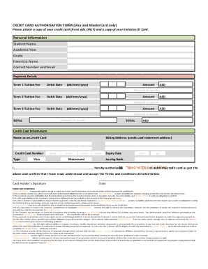 Fillable Online CREDIT CARD AUTHORISATION FORM Fax Email Print