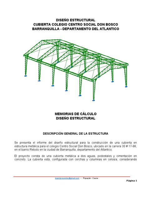 Memoria De Calculo Cubierta Don Bosco2 Pdf Braguero Fundación Ingeniería